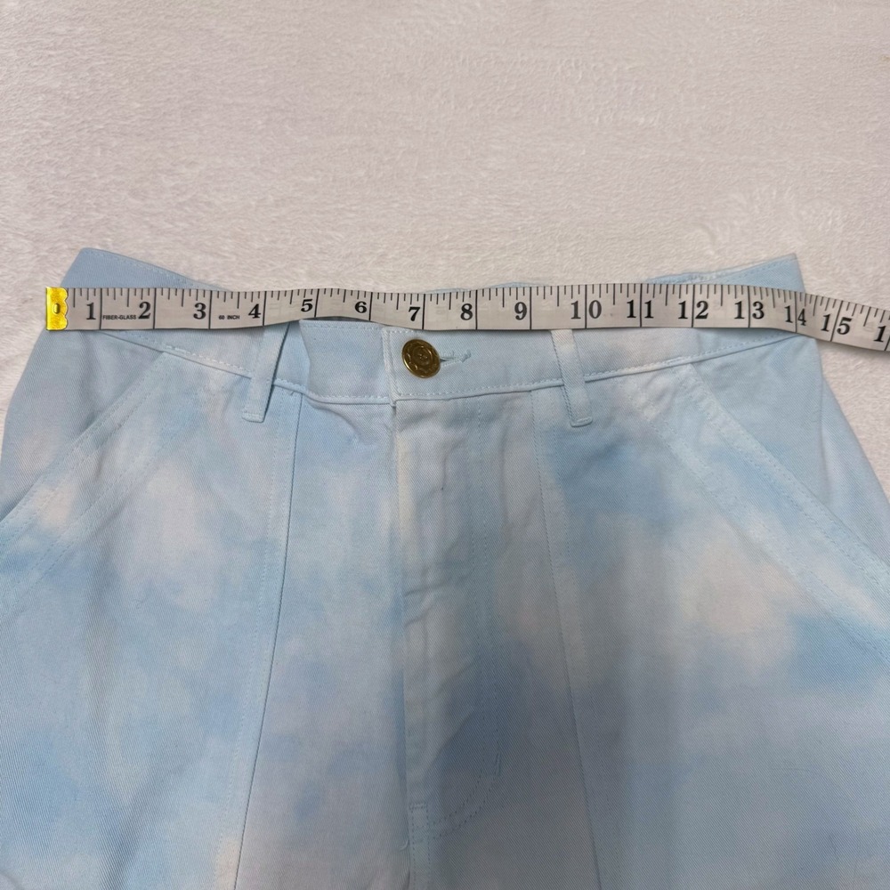 BIG BUD PRESS High‎ Rise Work Pants Airbrush Blue Tie Dye Pink Mushroom Print S - Picture 7 of 9